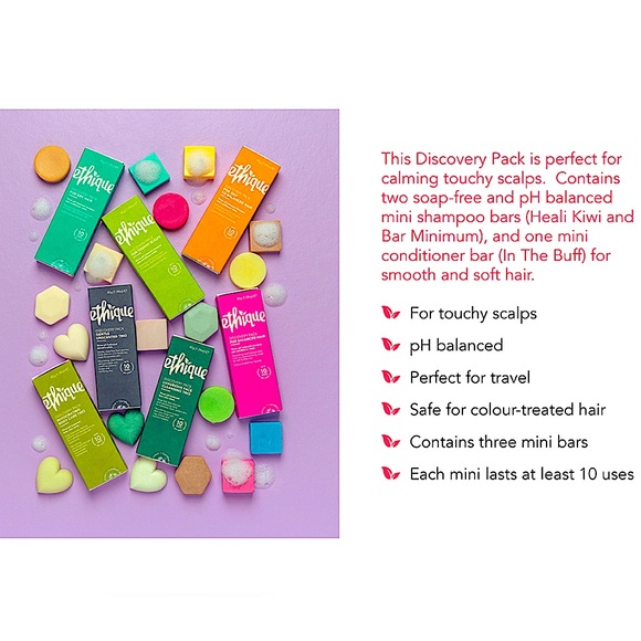 Ethique Discovery Pack for Touchy Scalps Shampoo & Conditioner 3 Travel Bars - Picture 5 of 16